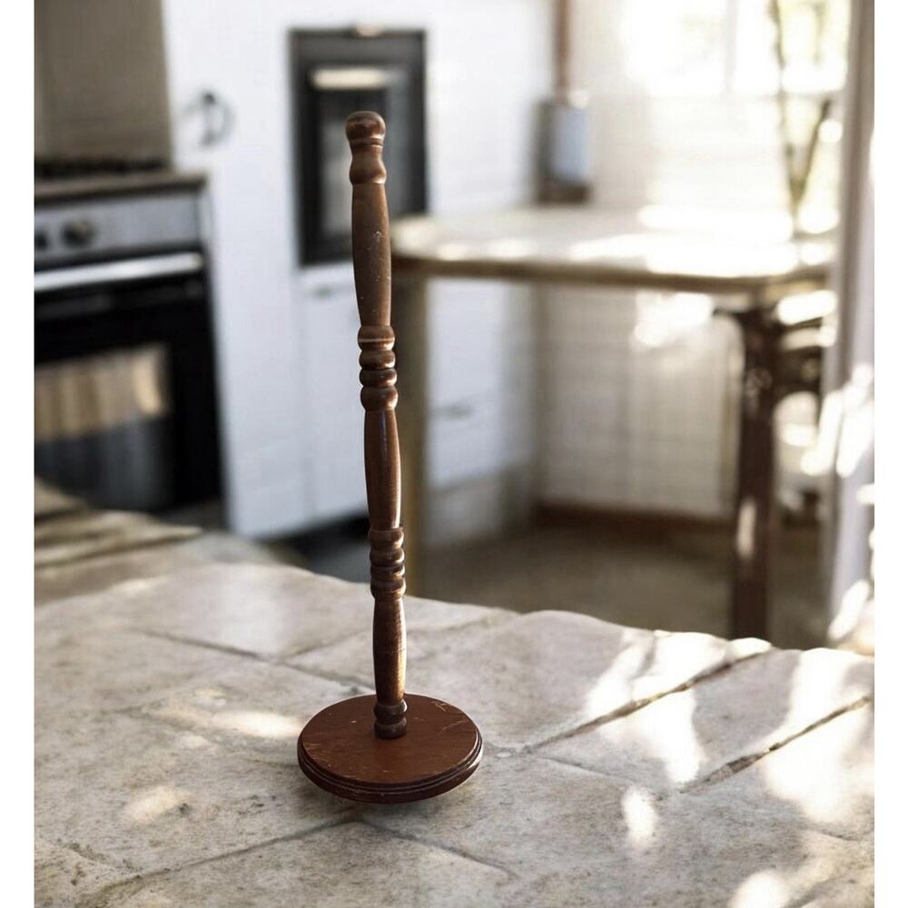 Vintage Solid Wood Hand Turned Paper towel Holder 16” x 5”